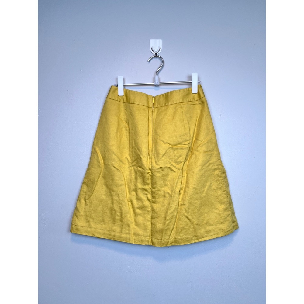 Banana Republic Yellow Linen Cotton Pleated A-Line Mini Skirt Size 6 - Picture 3 of 10